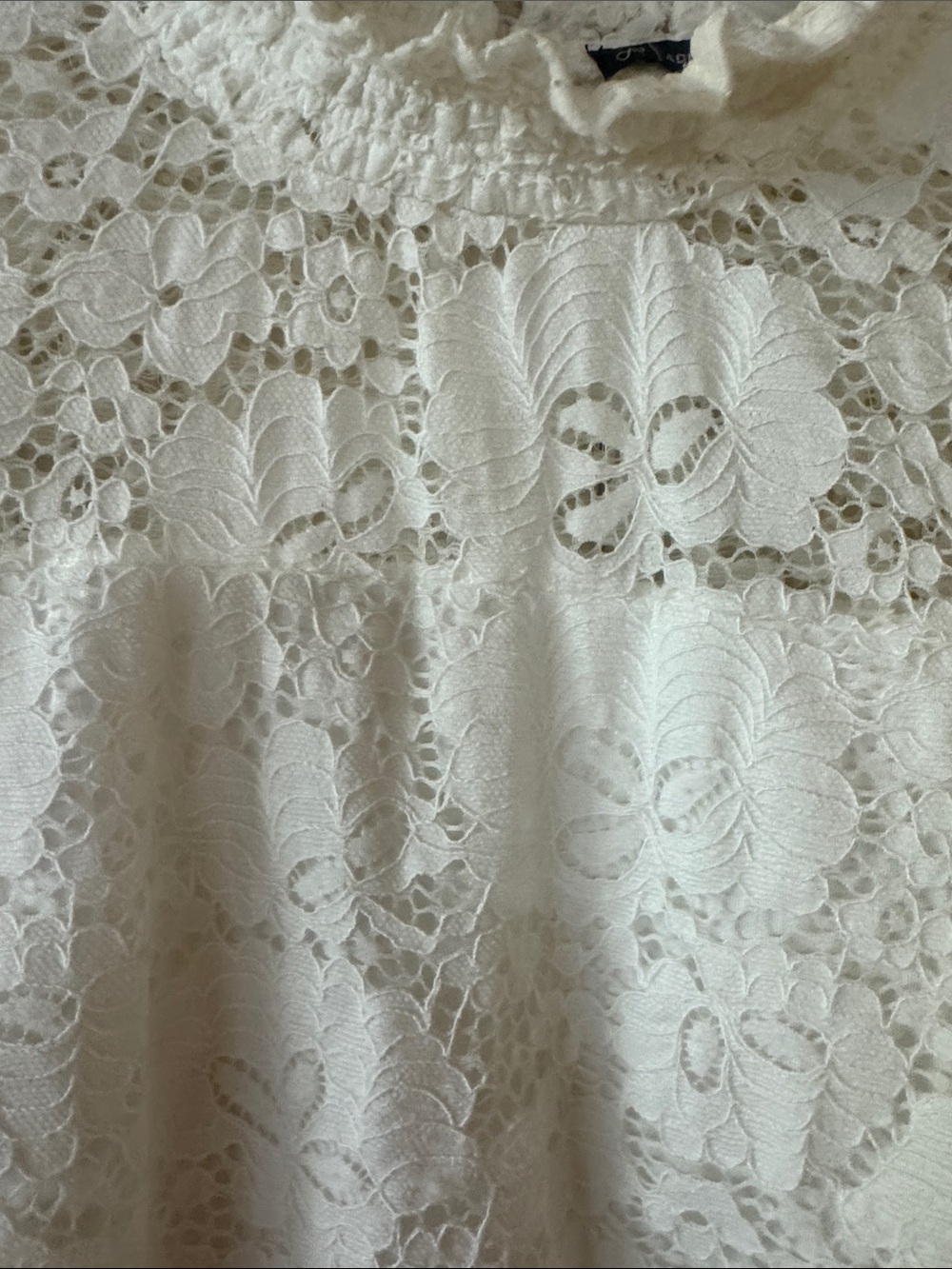 Adrianna Papell Ivory Floral Lace Ruffle-Neck Blouse - Picture 3 of 5